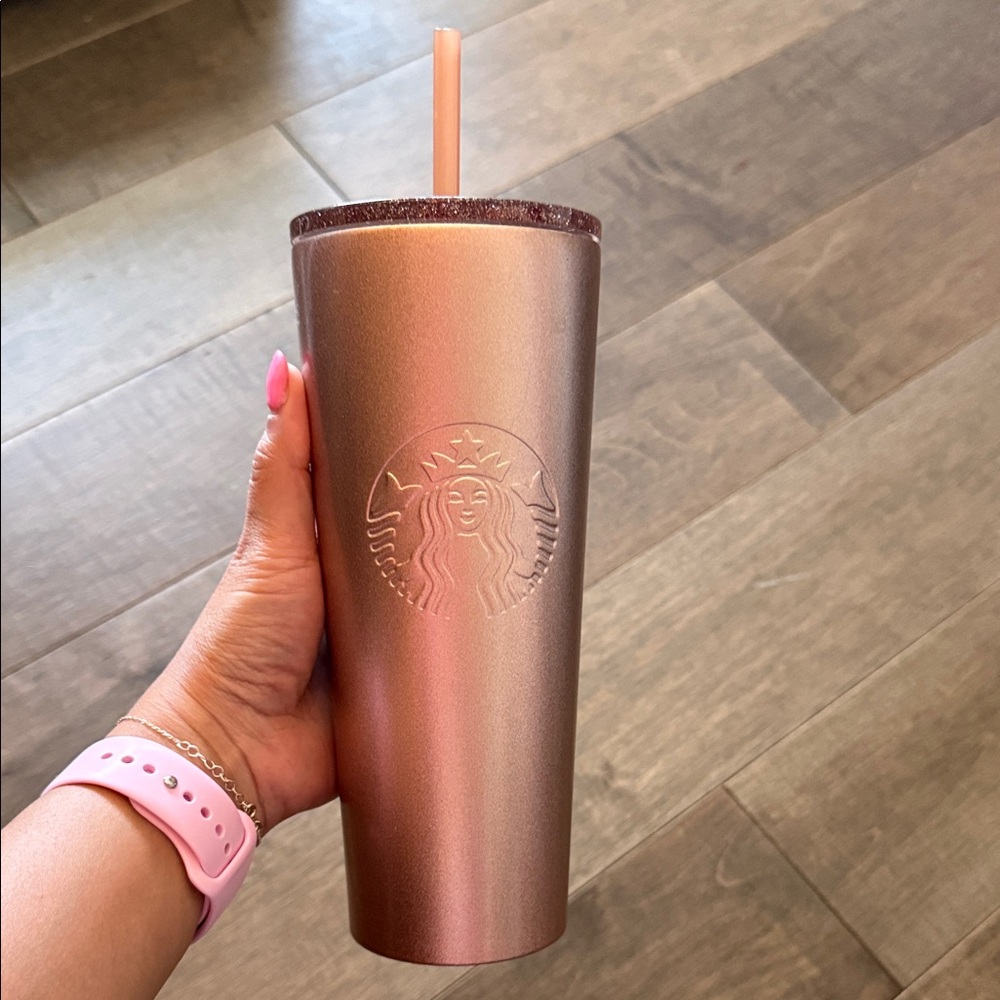 Starbucks Metallic Pink Tumbler with Straw